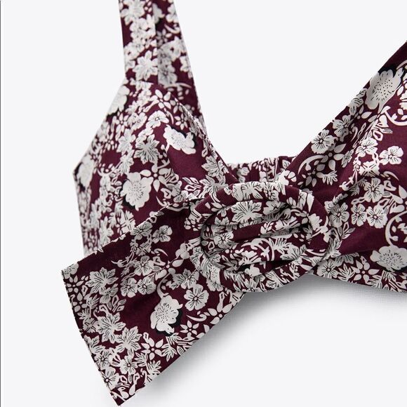 ZARA FLORAL BUCKLE CROP TOP - Picture 9 of 9